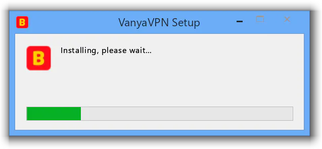 The VanyaPROXY installer on Windows 8 with its progress bar
